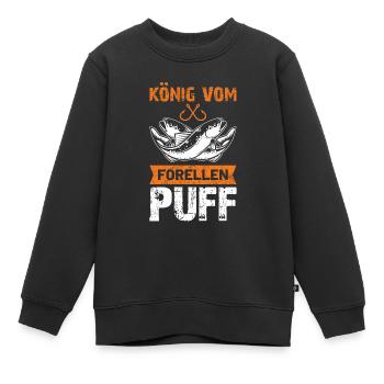 König vom Forellenpuff Angler Forellen Geschenk - Kinder Premium Organic Sweatshirt - Schwarz - Vorne - AI Model Kid Female (0cm)