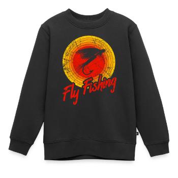 Fliegenfisher Fliegen Forellen Angler - Kinder Premium Organic Sweatshirt - Schwarz - Vorne - AI Model Kid Female (0cm)