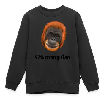 Monkey Ape Orangutan - 97 percent orangutan - Kids Premium Organic Sweatshirt - black - Front - AI Model Kid Female (0cm)