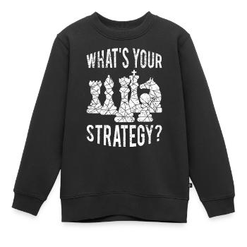 Was ist deine Schach Strategie Schachspiel - Kinder Premium Organic Sweatshirt - Schwarz - Vorne - AI Model Kid Female (0cm)