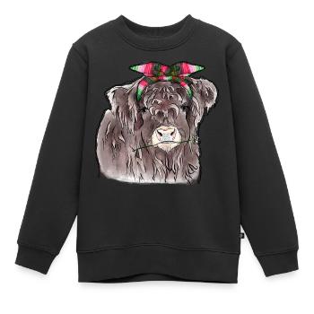 Highland Baby Kuh - Kinder Premium Organic Sweatshirt - Schwarz - Vorne - AI Model Kid Female (0cm)