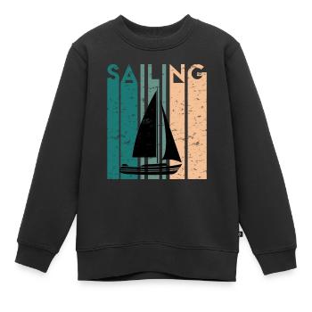 Retro Segler Segelsport Regatta Geschenk Segelboot - Kinder Premium Organic Sweatshirt - Schwarz - Vorne - AI Model Kid Female (0cm)