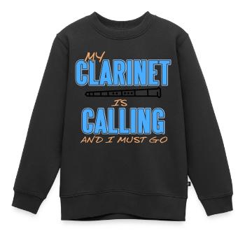 Klarinette - Kinder Premium Organic Sweatshirt - Schwarz - Vorne - AI Model Kid Female (0cm)