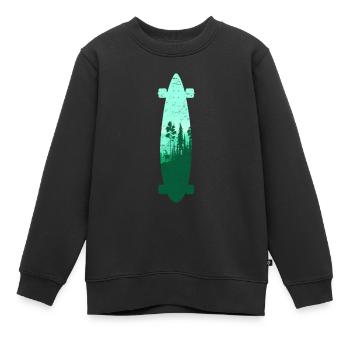 Longboard Longboarder Skateboard Skate Sihouette - Kinder Premium Organic Sweatshirt - Schwarz - Vorne - AI Model Kid Female (0cm)