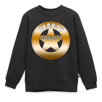Bouclier adjoint d’insigne de shérif - Sweat Premium enfant bio - noir - Devant - AI Model Kid Female (0cm)