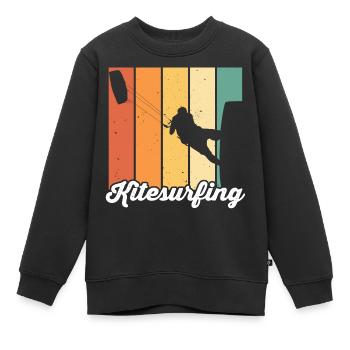 Kitesurfen Kiteboarding Kite Kiten - Kinder Premium Organic Sweatshirt - Schwarz - Vorne - AI Model Kid Female (0cm)
