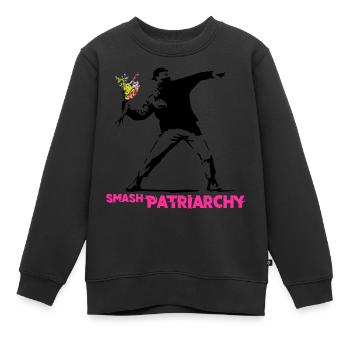 Street Art Graffiti - Smash Patriarchy - Sweat Premium enfant bio - noir - Devant - AI Model Kid Female (0cm)