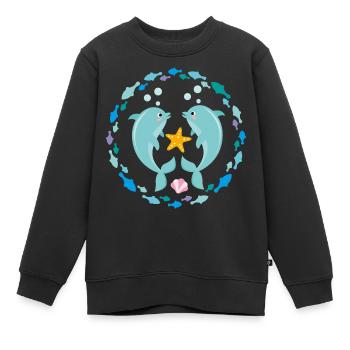 zwei Delfine - Kinder Premium Organic Sweatshirt - Schwarz - Vorne - AI Model Kid Female (0cm)