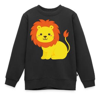 Lion - Sweat Premium enfant bio - noir - Devant - AI Model Kid Female (0cm)