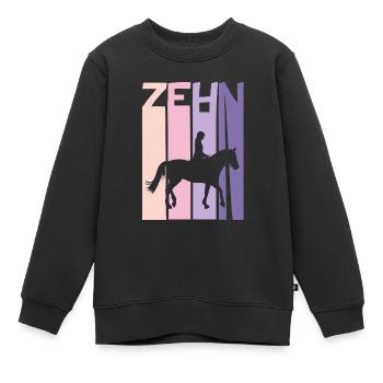 10 Geburtstag Pferde Reiten Reiterin - Kinder Premium Organic Sweatshirt - Schwarz - Vorne - AI Model Kid Female (0cm)