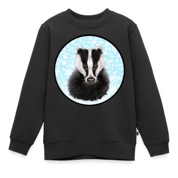 Blaireau/Blaireau dans la neige - Sweat Premium enfant bio - noir - Devant - AI Model Kid Female (0cm)