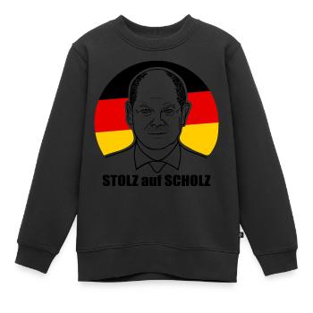 stolz auf Scholz, Bundeskanzler, Deutschland Shirt - Kinder Premium Organic Sweatshirt - Schwarz - Vorne - AI Model Kid Female (0cm)