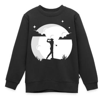 Golf Mond Golfer Golfer Golf - Kinder Premium Organic Sweatshirt - Schwarz - Vorne - AI Model Kid Female (0cm)