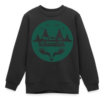 cercle, vert, ligne d’horizon, silhouette, suède, nature - Sweat Premium enfant bio - noir - Devant - AI Model Kid Female (0cm)