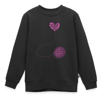 herz rosa symbol wolle faden linie - Kinder Premium Organic Sweatshirt - Schwarz - Vorne - AI Model Kid Female (0cm)