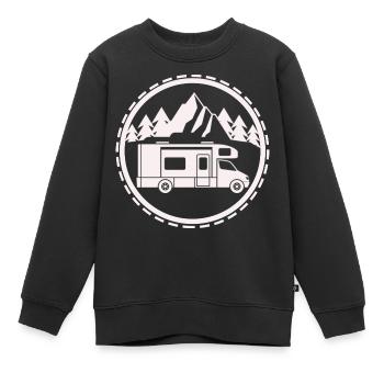Camping - Caravane de vacances en forêt Outback - Sweat Premium enfant bio - noir - Devant - AI Model Kid Female (0cm)