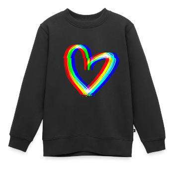 herz effekt 3d symbol liebe - Kinder Premium Organic Sweatshirt - Schwarz - Vorne - AI Model Kid Female (0cm)