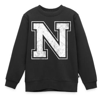 Buchstabe N - Kinder Premium Organic Sweatshirt - Schwarz - Vorne - AI Model Kid Female (0cm)