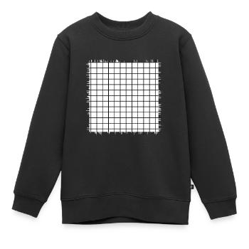 papier à motifs à carreaux croisés de forme carrée - Sweat Premium enfant bio - noir - Devant - AI Model Kid Female (0cm)