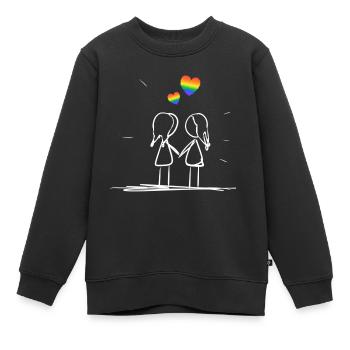 les cœurs lgbt aiment les lesbiennes lgbt - Sweat Premium enfant bio - noir - Devant - AI Model Kid Female (0cm)