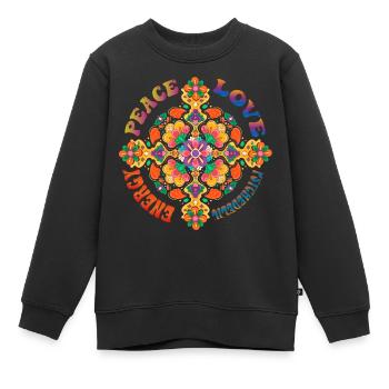 70s psychedelique - Sweat Premium enfant bio - noir - Devant - AI Model Kid Female (0cm)