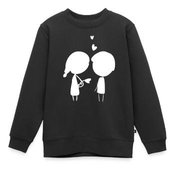 liebespaar cartoon liebe Valentinstag - Kinder Premium Organic Sweatshirt - Schwarz - Vorne - AI Model Kid Female (0cm)