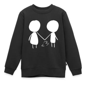 Pärchen Liebespaar cartoon liebe - Kinder Premium Organic Sweatshirt - Schwarz - Vorne - AI Model Kid Female (0cm)