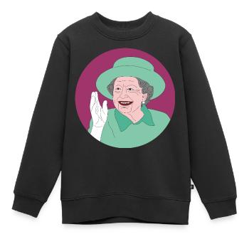 Chemise rétro design de la reine Elizabeth II. - Sweat Premium enfant bio - noir - Devant - AI Model Kid Female (0cm)