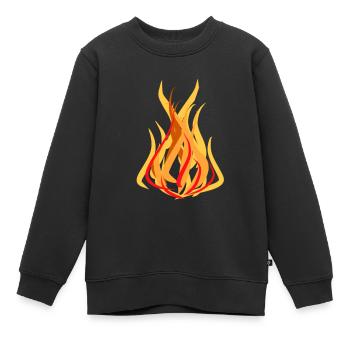 feuer symbol hitze warm - Kinder Premium Organic Sweatshirt - Schwarz - Vorne - AI Model Kid Female (0cm)