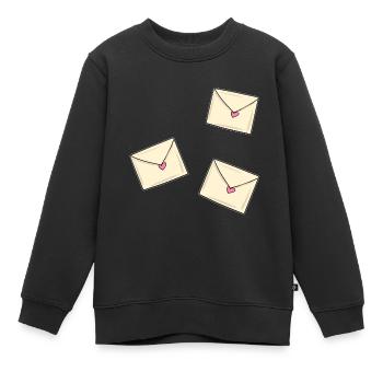 brief herz briefe muster liebe - Kinder Premium Organic Sweatshirt - Schwarz - Vorne - AI Model Kid Female (0cm)