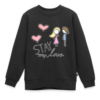 liebe liebespaar valentinstag bleib - Kinder Premium Organic Sweatshirt - Schwarz - Vorne - AI Model Kid Female (0cm)