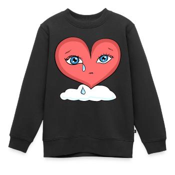 trauriges herz wolke weinen träne - Kinder Premium Organic Sweatshirt - Schwarz - Vorne - AI Model Kid Female (0cm)