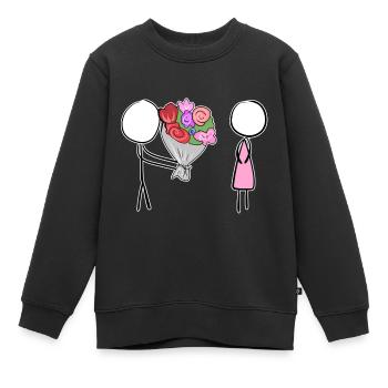 valentinstag romantisch blumen schenken pärchen li - Kinder Premium Organic Sweatshirt - Schwarz - Vorne - AI Model Kid Female (0cm)