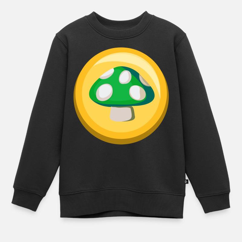 Icône d’autocollant de champignon vert - Sweat Premium enfant bio - noir