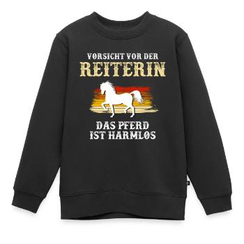 Vorsicht vor der Reiterin - Kinder Premium Organic Sweatshirt - Schwarz - Vorne - AI Model Kid Female (0cm)
