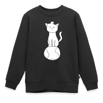 terre monde planète chat animal protection du climat - Sweat Premium enfant bio - noir - Devant - AI Model Kid Female (0cm)