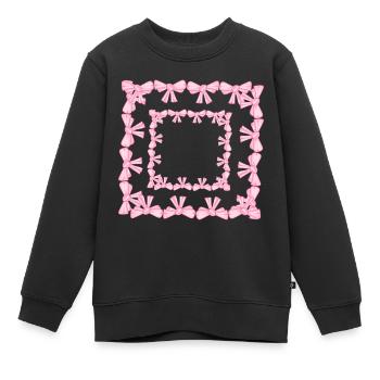 cadre carré boucle carrée rose - Sweat Premium enfant bio - noir - Devant - AI Model Kid Female (0cm)