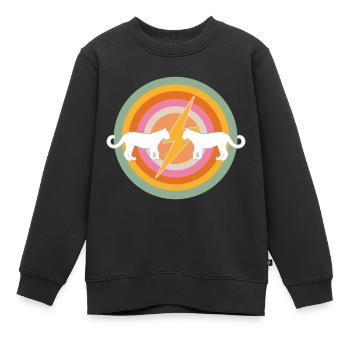 Deux fauves blanches - Sweat Premium enfant bio - noir - Devant - AI Model Kid Female (0cm)