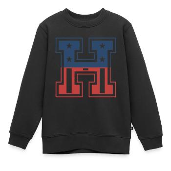 Buchstabe H USA - Kinder Premium Organic Sweatshirt - Schwarz - Vorne - AI Model Kid Female (0cm)