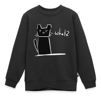 Katze verwirrt süß tier - Kinder Premium Organic Sweatshirt - Schwarz - Vorne - AI Model Kid Female (0cm)
