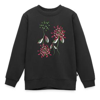flowers plant symbol shiny pattern - Kids Premium Organic Sweatshirt - black - Front - AI Model Kid Female (0cm)