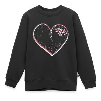 herz symbol gebrochen traurig narben - Kinder Premium Organic Sweatshirt - Schwarz - Vorne - AI Model Kid Female (0cm)