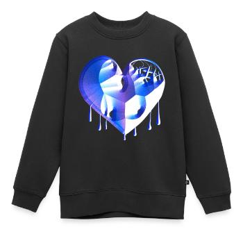 herz symbol gebrochen blau narben - Kinder Premium Organic Sweatshirt - Schwarz - Vorne - AI Model Kid Female (0cm)