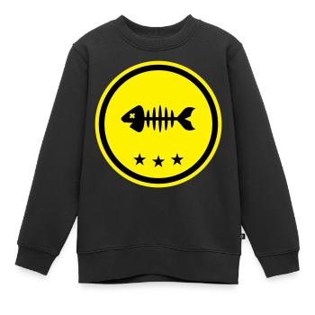 Os d’os symbole de poisson - Sweat Premium enfant bio - noir - Devant - AI Model Kid Female (0cm)