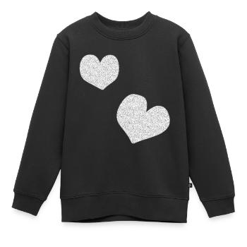 zwei rosa herzen glitzer herz - Kinder Premium Organic Sweatshirt - Schwarz - Vorne - AI Model Kid Female (0cm)