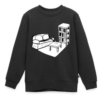 Wohnen Symbol Tisch Sofa Wohnzimmer regal - Kinder Premium Organic Sweatshirt - Schwarz - Vorne - AI Model Kid Female (0cm)