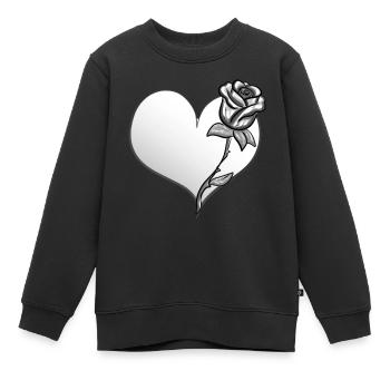 rose blume herz form symbol grau - Kinder Premium Organic Sweatshirt - Schwarz - Vorne - AI Model Kid Female (0cm)