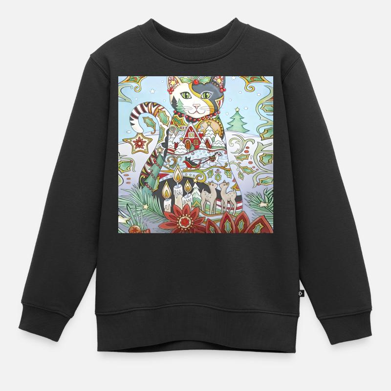 Chat de Noël - Sweat Premium enfant bio - noir