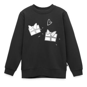 Deux Cadeaux Symbole Formes Noël - Sweat Premium enfant bio - noir - Devant - AI Model Kid Female (0cm)