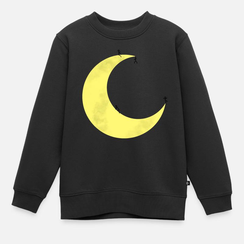 Lune avec des figures en bâton - Sweat Premium enfant bio - noir